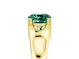 Yellow gold Cushion Cut Green Sapphire Solitaire Ring with Wide Band and Prong Setting_5