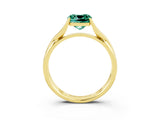Yellow gold Cushion Cut Green Sapphire Solitaire Twist Band Prong Setting Ring_45