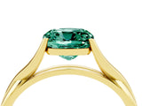 Yellow gold Cushion Cut Green Sapphire Solitaire Twist Band Prong Setting Ring_46