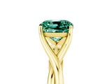 Yellow gold Cushion Cut Green Sapphire Solitaire Twist Band Prong Setting Ring_47