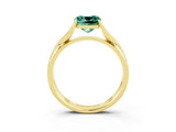 Yellow gold Cushion Cut Green Sapphire Solitaire Twist Band Prong Setting Ring_53