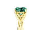 Yellow gold Cushion Cut Green Sapphire Solitaire Twist Band Prong Setting Ring_55