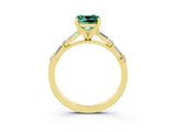 Yellow gold Cushion Cut Green Sapphire Solitaire with Side Baguettes and Channel Set Band_3