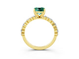 Yellow gold Cushion Cut Green Sapphire Solitaire with Side Stones, Pave Band, Four-Prong Setting_39