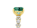 Yellow gold Cushion Cut Green Sapphire Solitaire with Side Stones, Pave Band, Four-Prong Setting_41