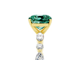 Yellow gold Cushion Cut Green Sapphire Solitaire with Side Stones on a Pavé Band and Four-Prong Setting_5