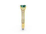 Yellow gold Cushion Cut Green Sapphire Split Shank Engagement Ring with Pavé Band_2