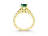 Yellow gold Cushion Cut Green Sapphire Split Shank Engagement Ring with Pavé Band_3