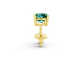 14K Yellow Gold 4.48 Carat Cushion Green Sapphire Stud Earrings