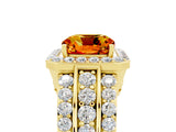 Yellow gold Cushion Cut Halo Citrine Ring with Split Shank and Four-Prong Setting_5