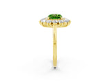 Yellow gold Cushion Cut Halo Cluster Diamond Ring with Pave Band and Four-Prong Setting_14