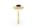 Yellow gold Cushion Cut Halo Cluster Diamond Ring with Pave Band and Four-Prong Setting_14