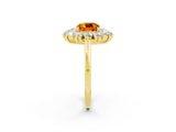 Yellow gold Cushion Cut Halo Cluster Diamond Ring with Pave Band and Four-Prong Setting_14