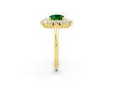Yellow gold Cushion Cut Halo Cluster Diamond Ring with Pave Band and Four-Prong Setting_14
