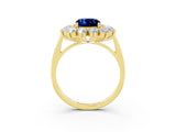 Yellow gold Cushion Cut Halo Cluster Diamond Ring with Pave Band and Four-Prong Setting_15