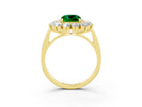 Yellow gold Cushion Cut Halo Cluster Diamond Ring with Pave Band and Four-Prong Setting_15