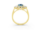 Yellow gold Cushion Cut Halo Cluster Diamond Ring with Pave Band and Four-Prong Setting_15