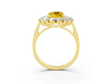 Yellow gold Cushion Cut Halo Cluster Diamond Ring with Pave Band and Four-Prong Setting_15