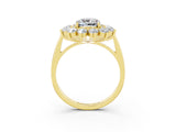 Yellow gold Cushion Cut Halo Cluster Diamond Ring with Pave Band and Four-Prong Setting_15