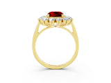 Yellow gold Cushion Cut Halo Cluster Diamond Ring with Pave Band and Four-Prong Setting_15