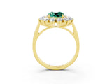 Yellow gold Cushion Cut Halo Cluster Diamond Ring with Pave Band and Four-Prong Setting_15