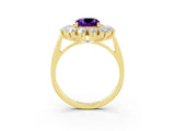 Yellow gold Cushion Cut Halo Cluster Diamond Ring with Pave Band and Four-Prong Setting_15