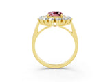 Yellow gold Cushion Cut Halo Cluster Diamond Ring with Pave Band and Four-Prong Setting_15