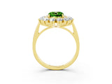 Yellow gold Cushion Cut Halo Cluster Diamond Ring with Pave Band and Four-Prong Setting_15