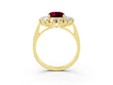 Yellow gold Cushion Cut Halo Cluster Diamond Ring with Pave Band and Four-Prong Setting_15