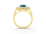 Yellow gold Cushion Cut Halo Cluster Diamond Ring with Pave Band and Four-Prong Setting_15