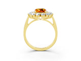 Yellow gold Cushion Cut Halo Cluster Diamond Ring with Pave Band and Four-Prong Setting_15