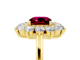 Yellow gold Cushion Cut Halo Cluster Diamond Ring with Pave Band and Four-Prong Setting_17
