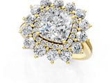 Yellow gold Cushion Cut Halo Cluster Diamond Ring with Pave Band and Four-Prong Setting_18