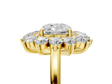 Yellow gold Cushion Cut Halo Cluster Diamond Ring with Pave Band and Four-Prong Setting_22