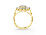 Yellow gold Cushion Cut Halo Cluster Diamond Ring with Pave Band and Four-Prong Setting_32