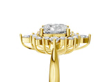 Yellow gold Cushion Cut Halo Diamond Cluster Ring with Marquise and Round Stones on a White Gold Band with Prong Setting_14