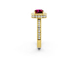 Yellow gold Cushion Cut Halo Diamond Engagement Ring with Milgrain Pave Band and Four-Prong Setting_2