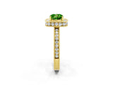 Yellow gold Cushion Cut Halo Diamond Engagement Ring with Milgrain Pave Band and Four-Prong Setting_2