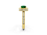 Yellow gold Cushion Cut Halo Diamond Engagement Ring with Milgrain Pave Band and Four-Prong Setting_2