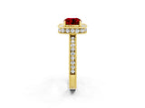 Yellow gold Cushion Cut Halo Diamond Engagement Ring with Milgrain Pave Band and Four-Prong Setting_2