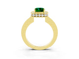 Yellow gold Cushion Cut Halo Diamond Engagement Ring with Milgrain Pave Band and Four-Prong Setting_3