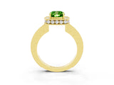 Yellow gold Cushion Cut Halo Diamond Engagement Ring with Milgrain Pave Band and Four-Prong Setting_3