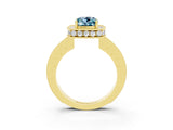 Yellow gold Cushion Cut Halo Diamond Engagement Ring with Milgrain Pave Band and Four-Prong Setting_3