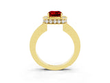 Yellow gold Cushion Cut Halo Diamond Engagement Ring with Milgrain Pave Band and Four-Prong Setting_3