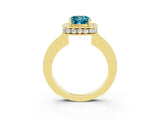 Yellow gold Cushion Cut Halo Diamond Engagement Ring with Milgrain Pave Band and Four-Prong Setting_3