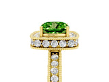 Yellow gold Cushion Cut Halo Diamond Engagement Ring with Milgrain Pave Band and Four-Prong Setting_5