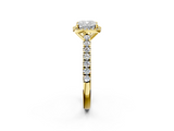 Yellow gold Cushion Cut Halo Diamond Engagement Ring with Pave Band and Four-Prong Setting_42