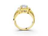 Yellow gold Cushion Cut Halo Diamond Engagement Ring with Pave Split Shank and Four-Prong Setting_18