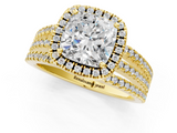 Yellow gold Cushion Cut Halo Diamond Engagement Ring with Split Shank and Four-Prong Setting_21
