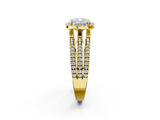Yellow gold Cushion Cut Halo Diamond Engagement Ring with Split Shank and Four-Prong Setting_22